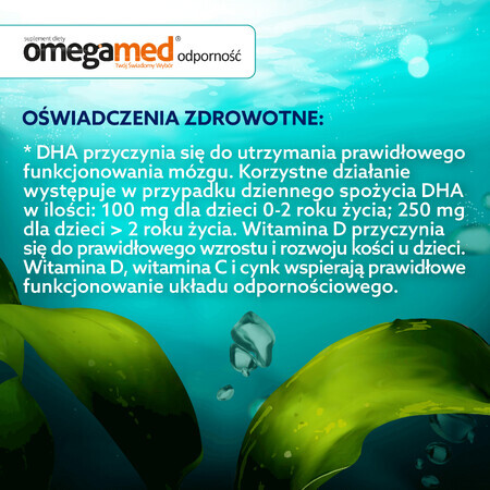 Omegamed Immunity 3+, DHA din alge, pentru copii peste 3 ani, 30 de pastiluțe de gel.