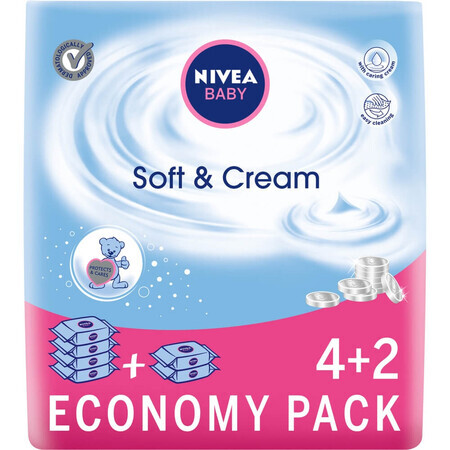 Nivea Baby Soft  amp; Cream Reinigungstücher, 6 x 63 Stück