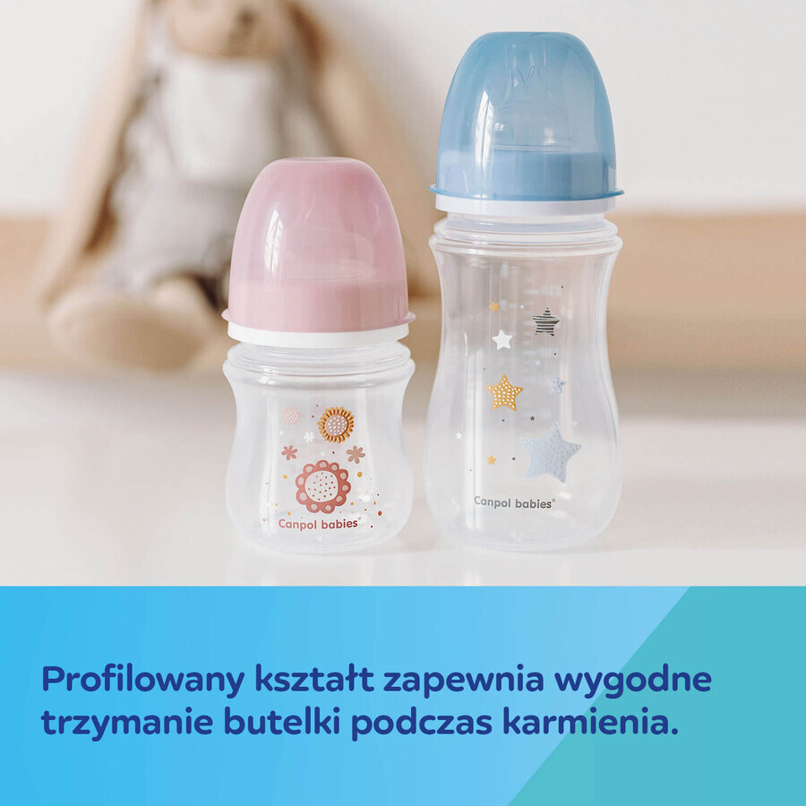 Canpol Anti-Kolik Babynahrungsflasche, Easystart Newborn, Beige mit Herzen, 120ml