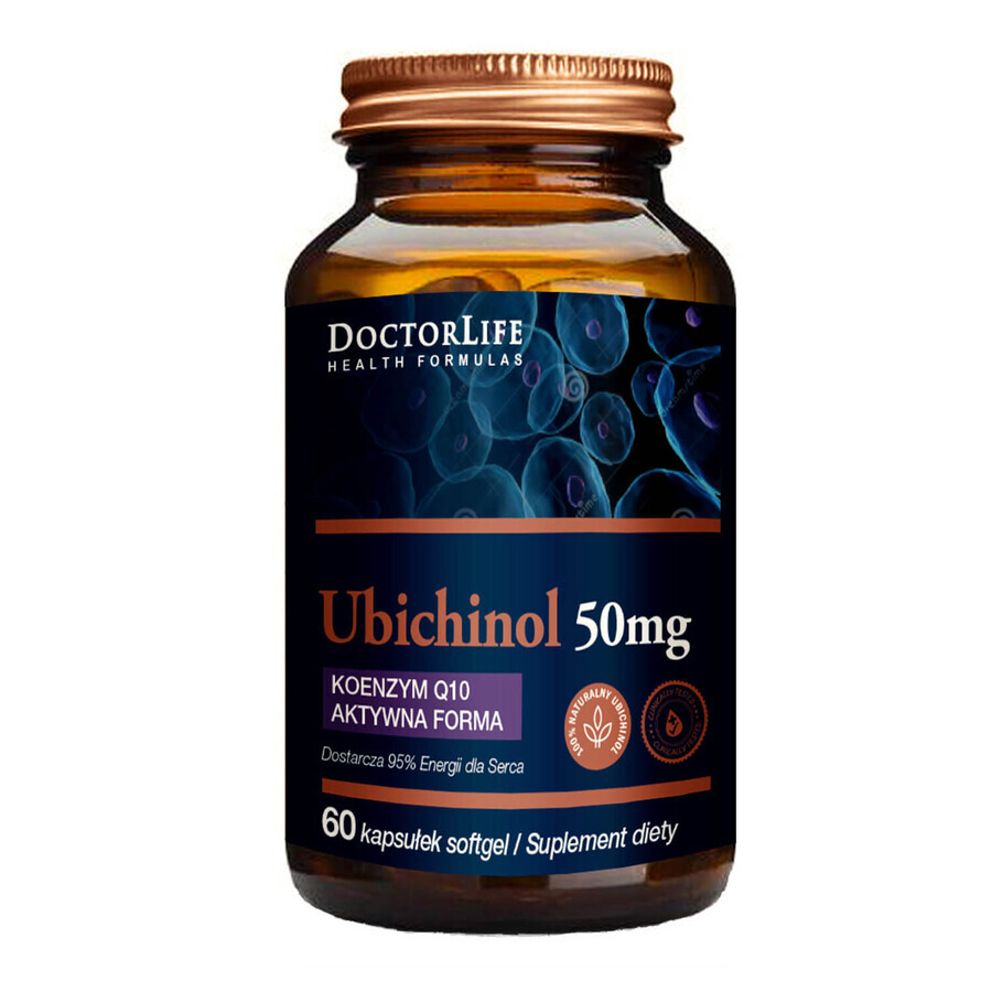 Doctor Life Ubiquinol 50 mg, formă activă de coenzima Q10, 60 capsule