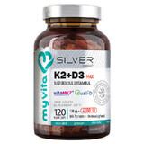 Vitamin K2+D3 Komplex - 120 Kapseln - Nahrungsergänzungsmittel für starke Knochen und Immunsystem - MyVita Silber