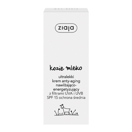 Ziaja Ziegenmilch, ultraleichte Anti-Age, feuchtigkeitsspendende und energiespendende Creme, SPF 15, 50 ml