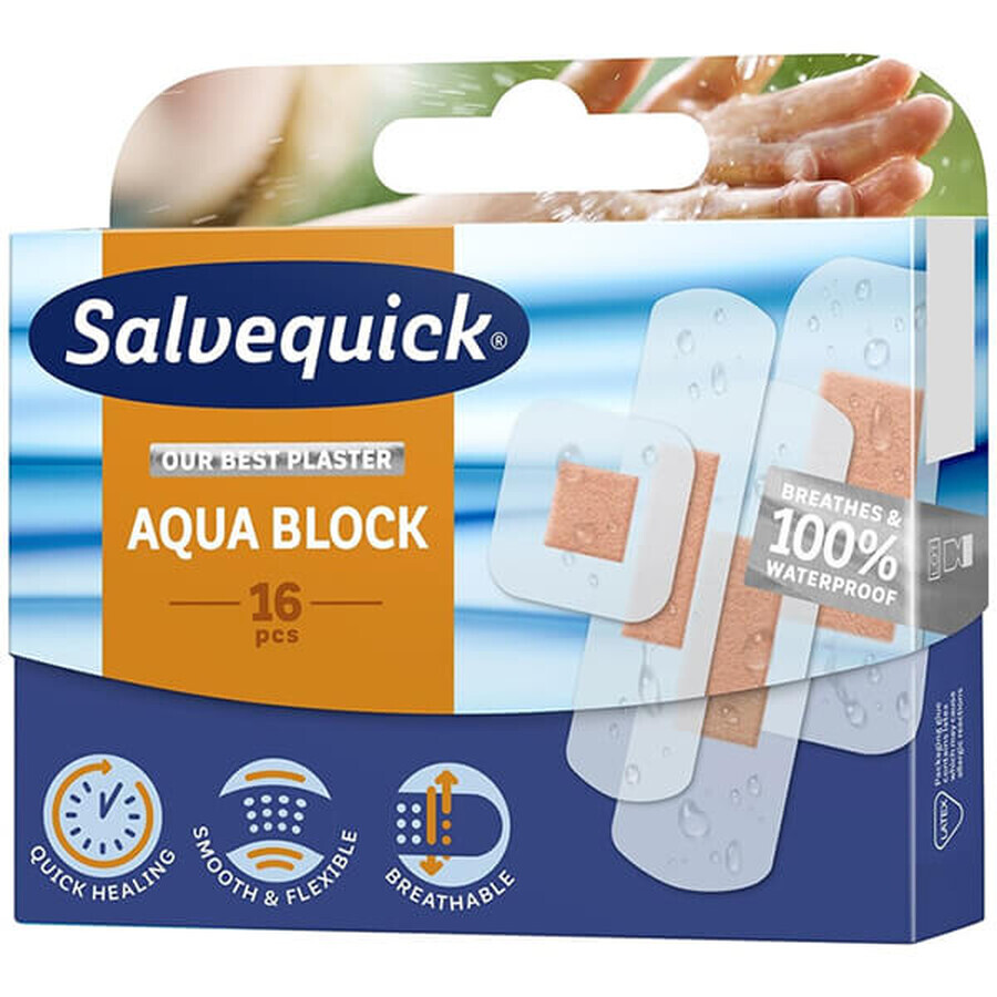 Bandaje Salvequick, Aqua Block, 16 bucăți