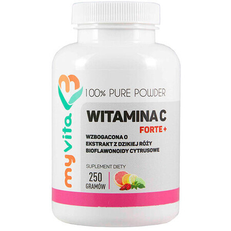 Vitamin C Pulver, 250g - Hochdosiertes MyVita Vitamin C Forte+ für Immunkraft und Vitalität - Natürliche Nahrungsergänzung.