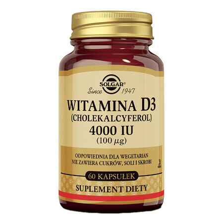 Solgar Vitamin D3 4000 IU, 60 vegetable capsules