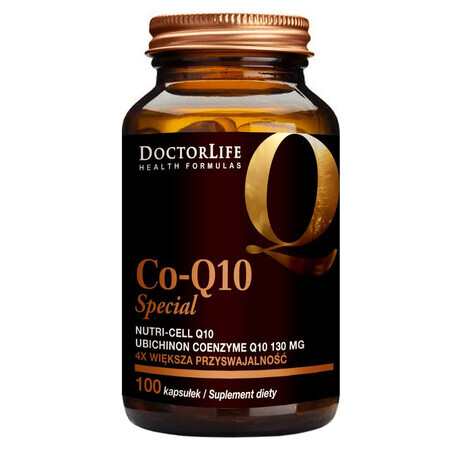 Doktor Leben Co-Q10 130mg Kapseln mit Bio-Kokosöl  Nahrungsergänzungsmittel für Energie und Vitalität, 100 Stück