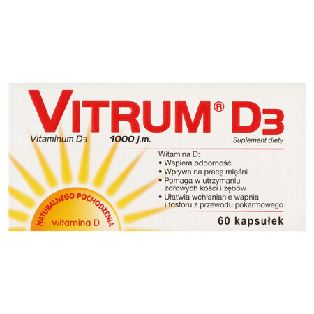 Vitamin D3 Kapseln - Nahrungsergänzungsmittel mit 60 Kapseln