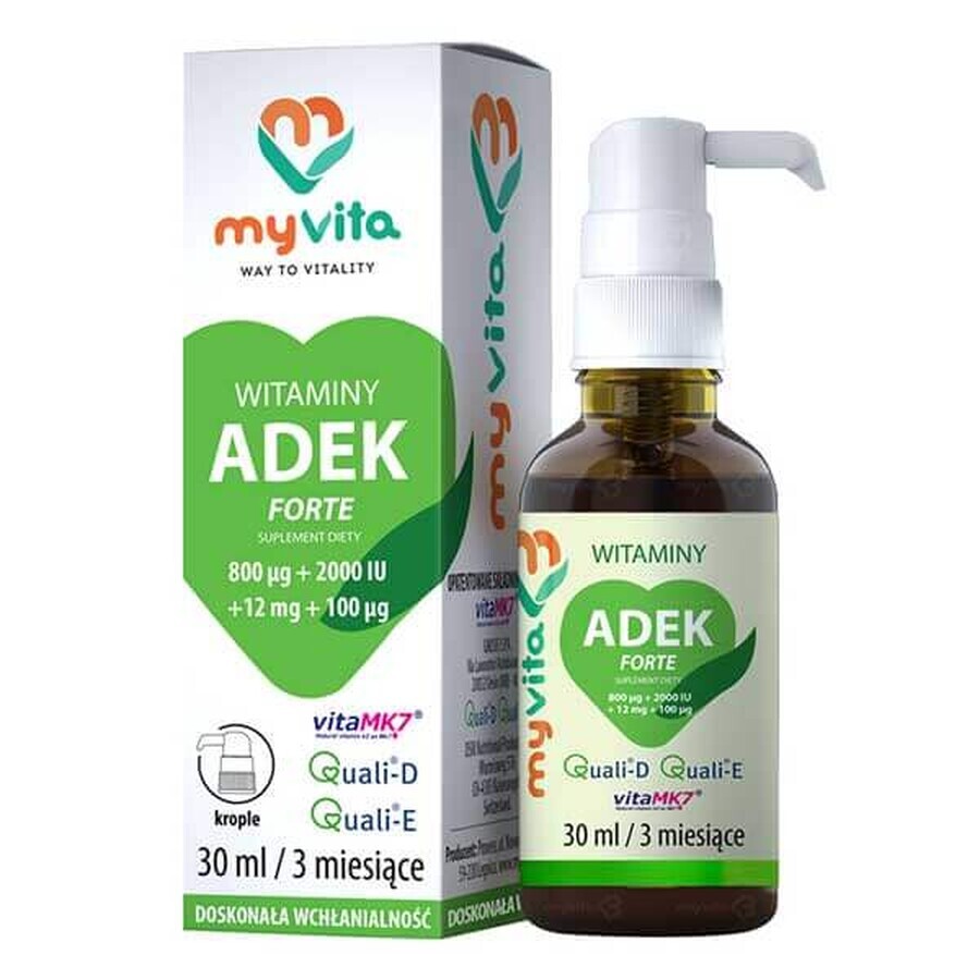 MyVita, ADEK Forte vitamins 800µg + 2000 IU + 12 mg + 100 µg, drops, 30 ml