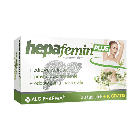 Hepafemin Plus 40 Tabletten - Leberunterstützung und Entgiftung - Nahrungsergänzungsmittel mit 30 + 10 Tabletten