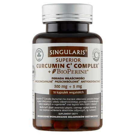 Singularis Superior, Curcumin-Komplex + Bioperin, 70 Kapseln.