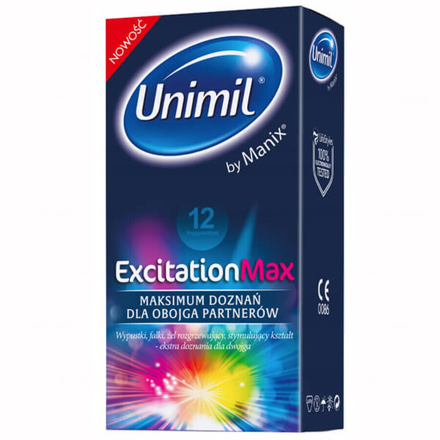 Hochwertige Unimil Excitation Max Kondome, 12 Stück