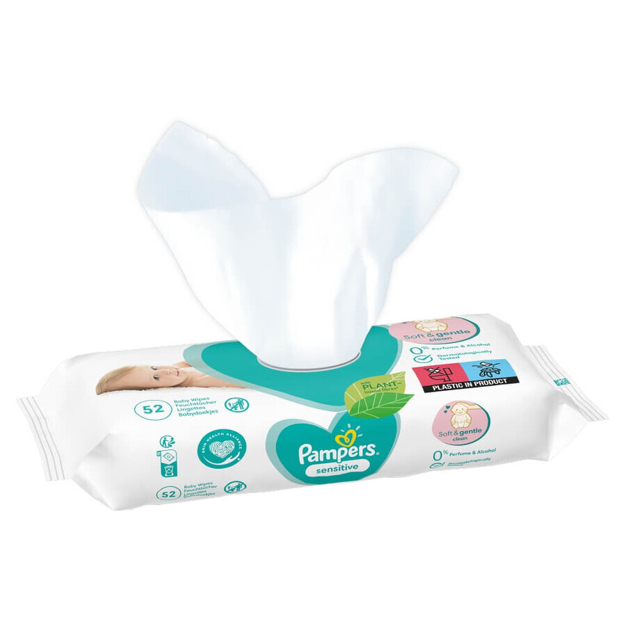 Pampers Sensitive, toallitas húmedas, 52 unidades