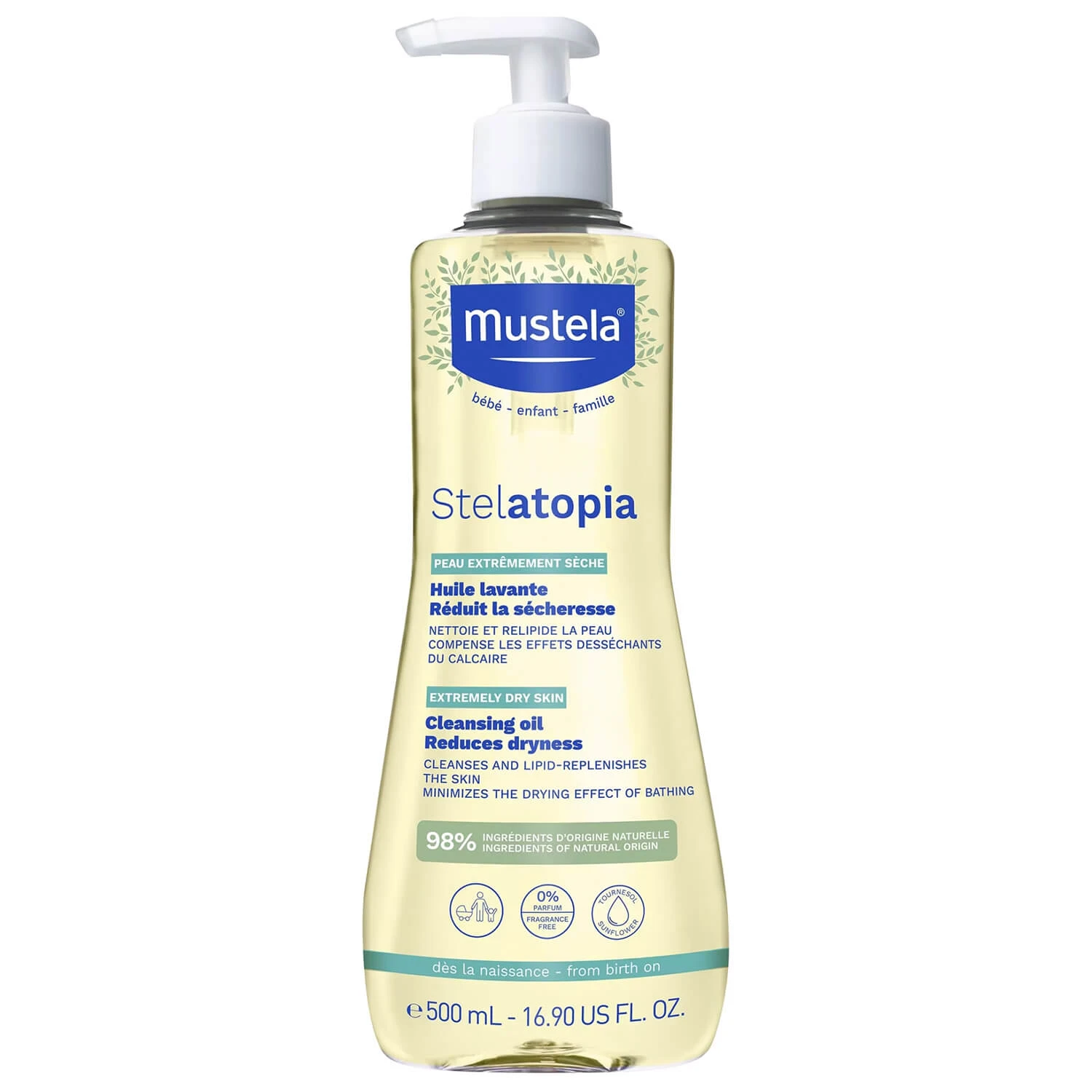 Mustela Stelatopia Reinigendes Badöl – Sanfte Pflege für zarte Babyhaut, 500ml