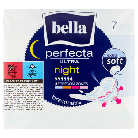 Bella Perfecta Ultra, Extra Soft sanitary towels with wings, extra long, Night, 7 pcs.