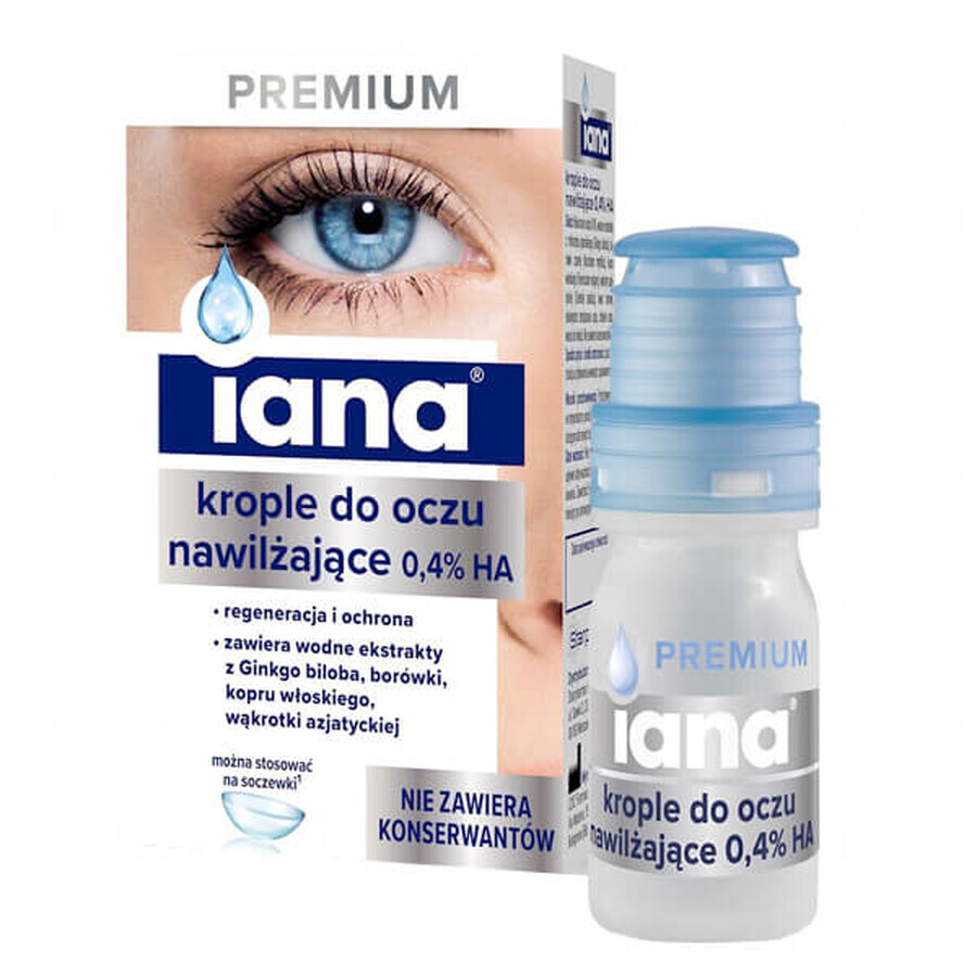 Iana Premium, feuchtigkeitsspendende Augentropfen 0,4% HA, 10 ml