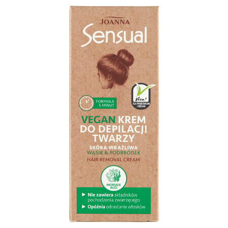 Joanna Sensual Vegan, crème d'épilation pour le visage, peau sensible, 20 g