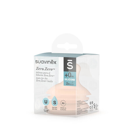 Suavinex Flaschensauger Zero Zero Größe S langsamer Durchfluss 2 Stück - Saugsauger für Fläschchen