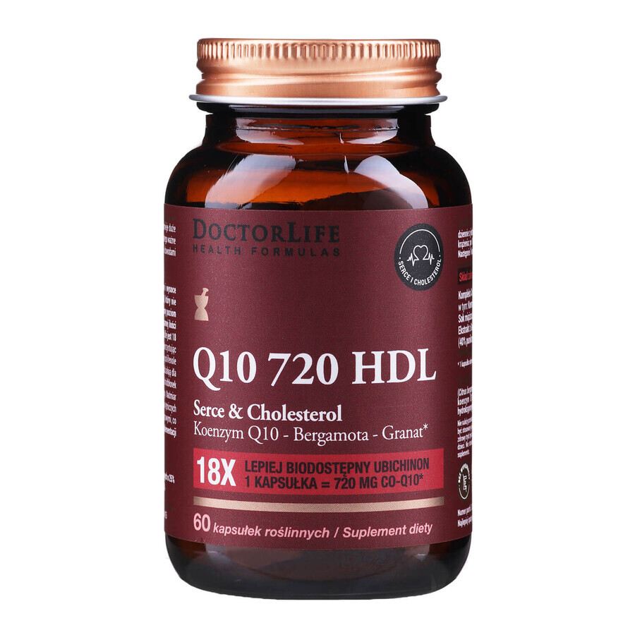 Doctor Life Q10 720 HDL, coenzima Q10, bergamotă, rodie, 60 capsule vegetariene