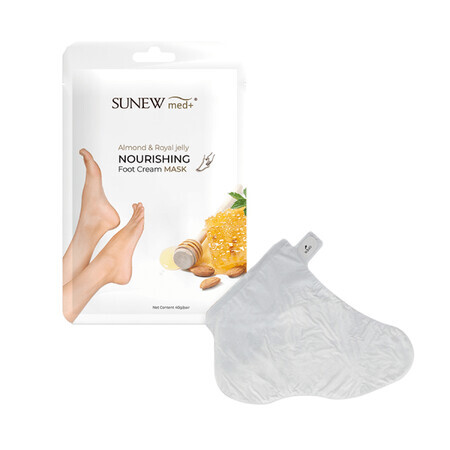 SunewMed+ Hydratisierende Fußmaskensocken mit Mandel- und Bienenmilchextrakt - Feuchtigkeitsspendende Sockenmaske für die Füße mit wertvollen Extrakten.