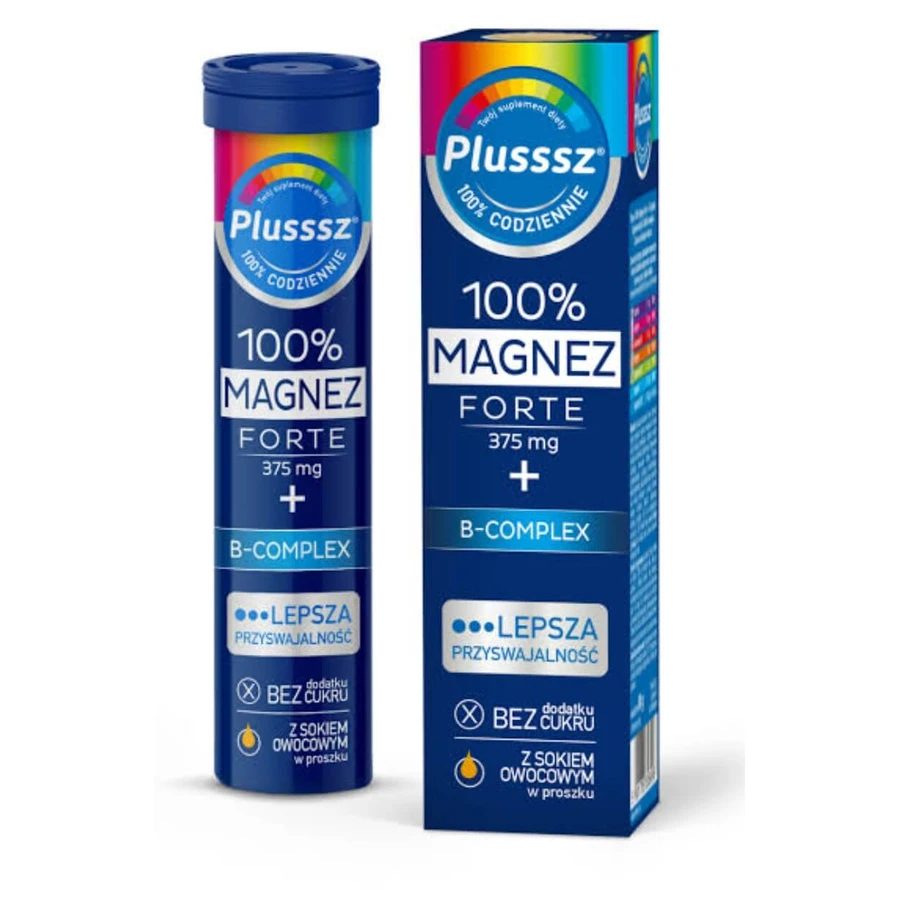 Integratore Alimentare Plusssz 100% Magnesio Forte + B-Complex, 20 Compresse Effervescenti