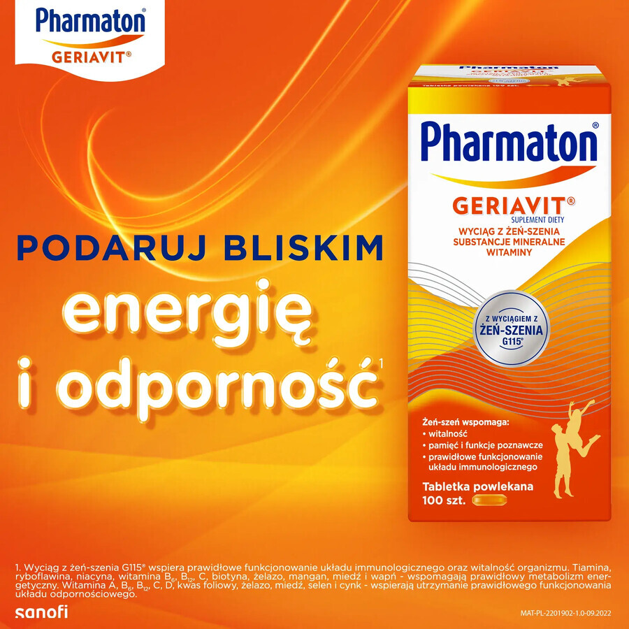 Pharmaton Geriavit, 100 comprimate filmate