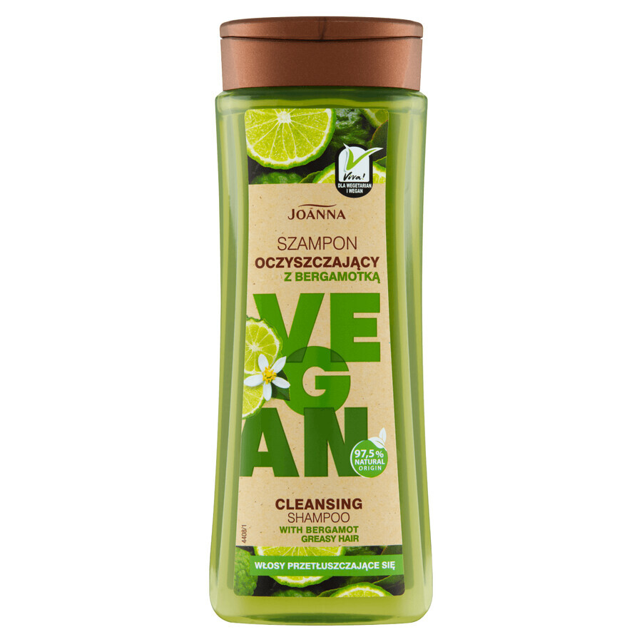 Joanna Vegan, champú limpiador con bergamota, cabello graso, 300 ml