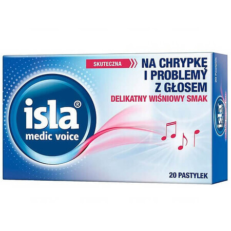 Isla Medic Voice, cu aromă de cireșe, 20 de pastiluțe