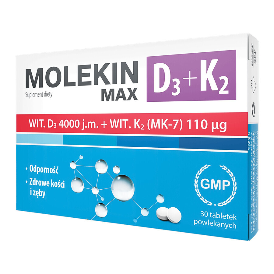 Molekin D3 + K2 Max, 30 comprimidos recubiertos con película