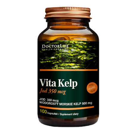 Arzt Lebens Vita Kelp Bio 500mg | Organisches Jod, 100 Kapseln - Vegetarische Jod-Quelle für Schilddrüse und Stoffwechsel