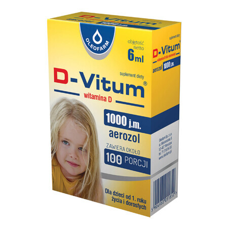 D-Vitum 1000 IU, Vitamin D für Kinder ab 1 Jahr, Aerosol, 6 ml