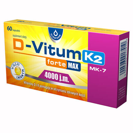 D-Vitum Stark 4000 IE K2 - Vitamin D und K2 Nahrungsergänzung 60 Weichkapseln