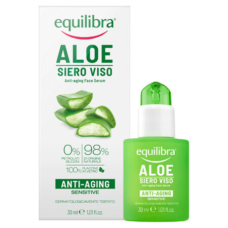 Equilibra, Anti-Aging Aloe Face Serum mit Hyaluronsäure, 30 ml. Schützt vor Zeichen der Hautalterung und spendet Feuchtigkeit. Entdecken Sie strahlende, jugendliche Haut!