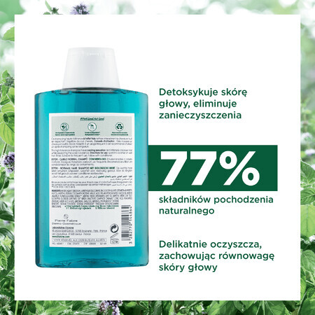 Klorane, Șampon detoxifiant cu mentă organică pentru păr normal, 200 ml