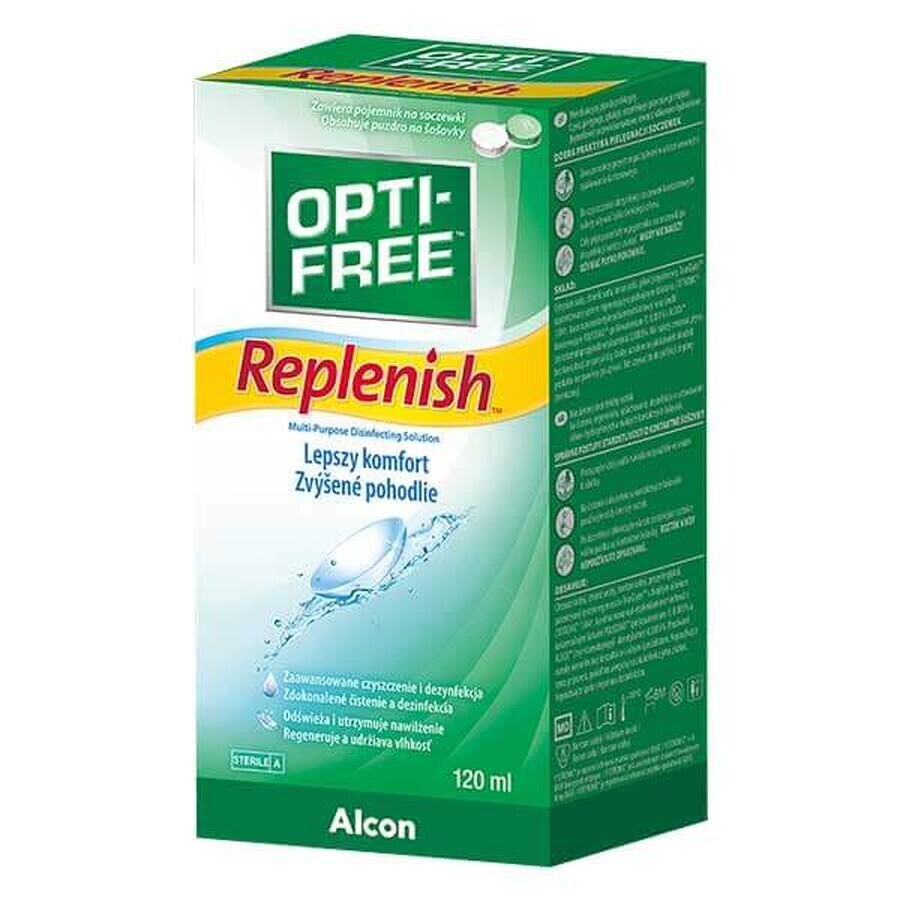 Opti-Free Replenish, Multifunktionsdesinfektionsmittel für Kontaktlinsen, 120 ml