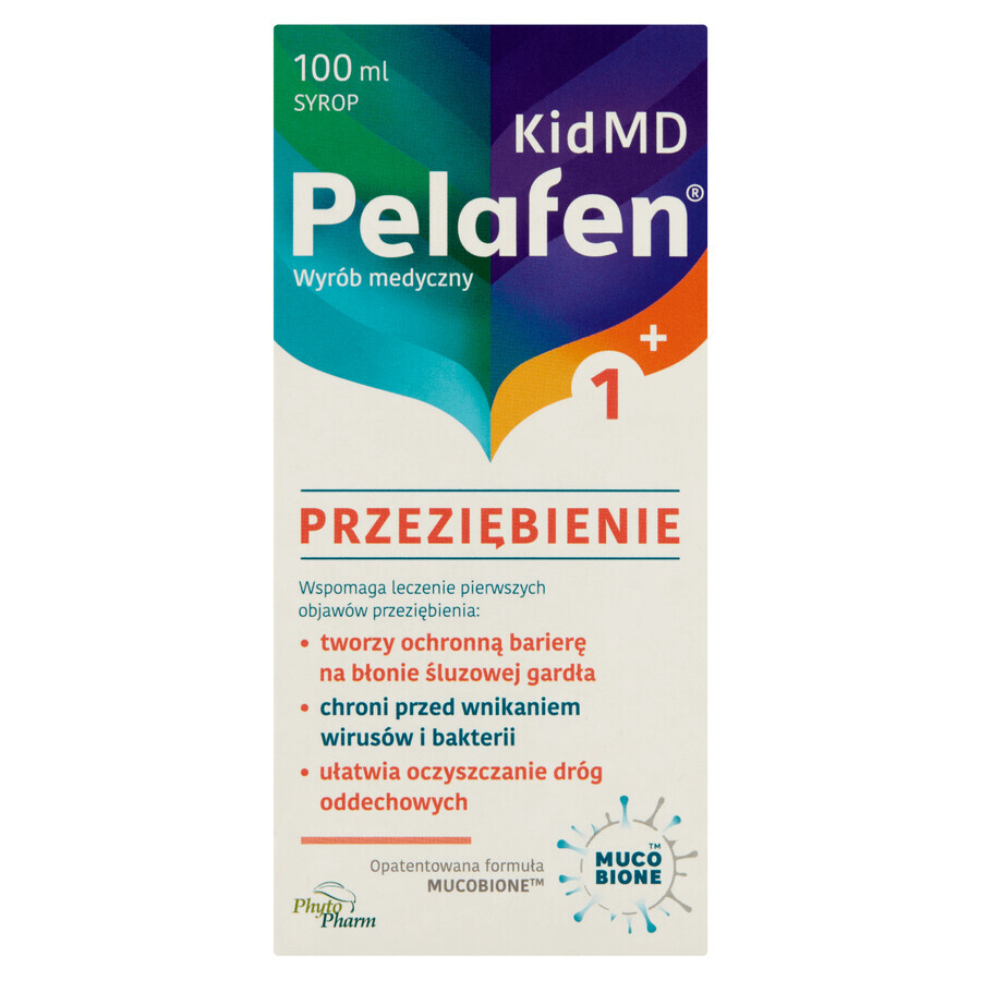 Pelafen Kid MD Cold, syrup for children over 1 year old and adults, raspberry flavor, 100 ml