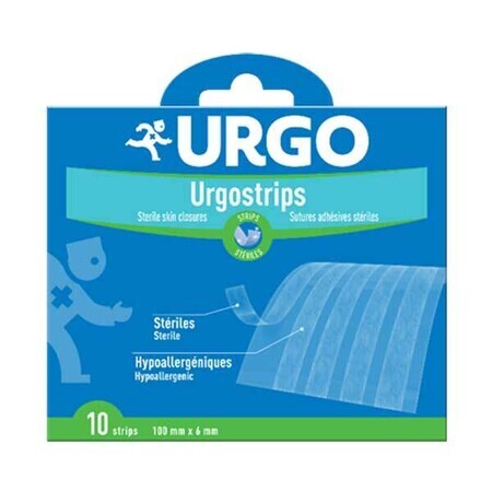 Urgo, Urgostrips - Sterile selbstklebende Wundverschlussstreifen, 10 Streifen