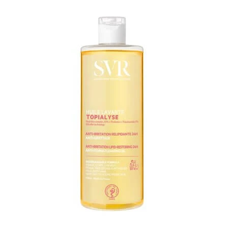 SVR Topialyse Huile, aceite micelar limpiador para toda la familia, pieles sensibles, secas y atópicas, biodegradable, 1000 ml