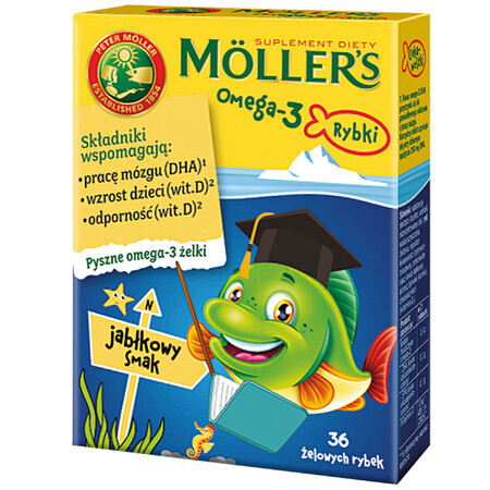 Mollers Omega-3 Fischöl Gummibärchen mit Apfelgeschmack, 36 Stück
