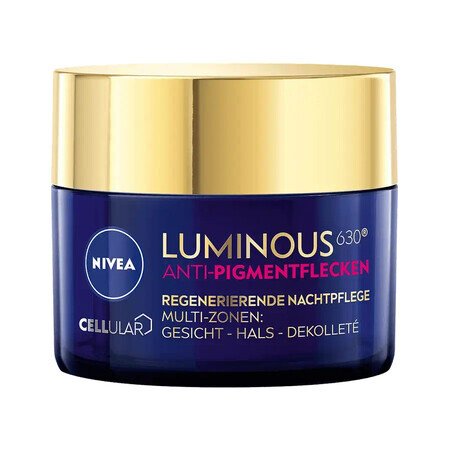 Nivea Cellular Luminous 630, Cremă regeneratoare anti-pigmentare, Cremă de noapte, 50 ml