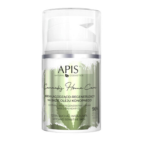 Apis Cannabis Home Care, crème apaisante et régénérante à base d'huile de chanvre, peaux sèches et sensibles, 50 ml