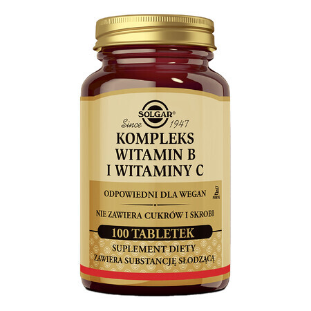 Solgar Vitamina B și Vitamina C Complex, 100 comprimate