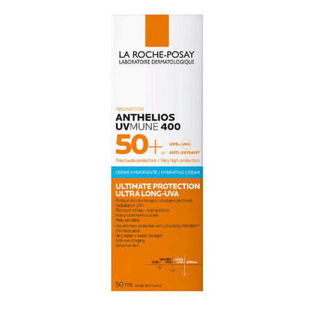 La Roche-Posay Anthelios UVMune 400, feuchtigkeitsspendende, schützende Gesichtscreme, LSF 50+, 50 ml