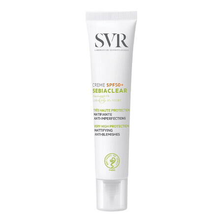 SVR Sebiaclear, Cremă protectoare matifiantă pentru tenul cu tendință acneică, SPF 50+, 40 ml