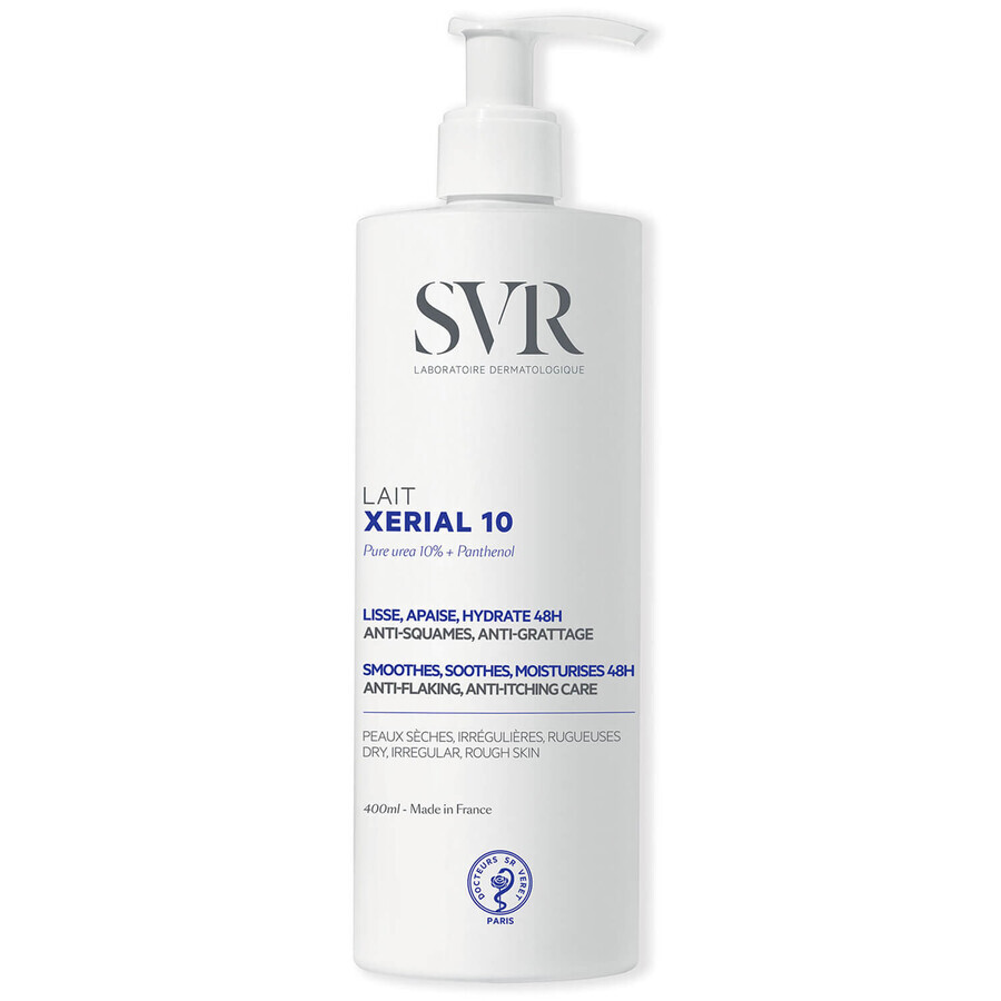 SVR Xerial 10, lait hydratant pour le corps pour lisser les peaux rugueuses, 400 ml