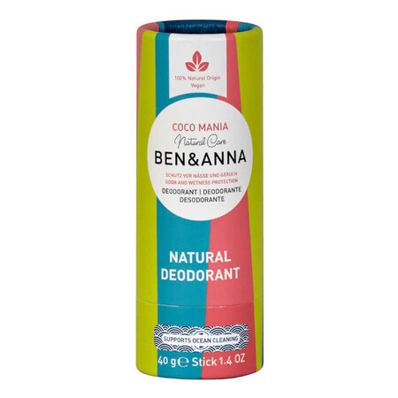 Ben & Anna Natural Deodorant, deodorant natural stick, Coco Mania, 40 g