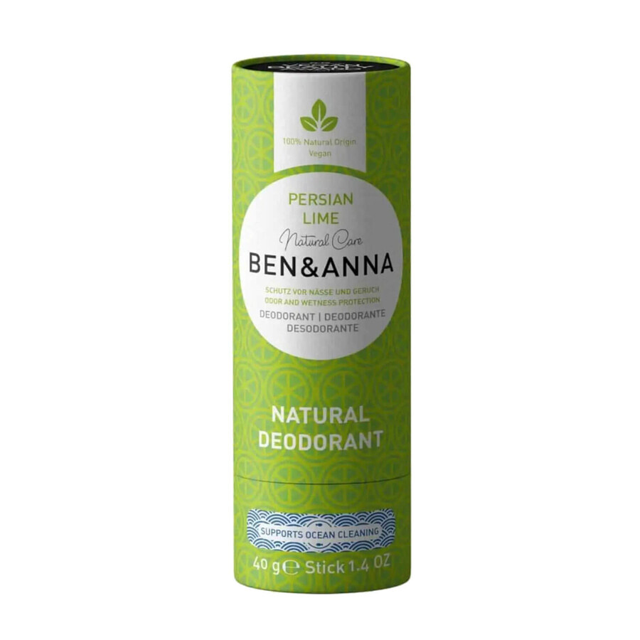 Ben amp;Anna Natürliches Soda Deodorant auf Basis von Natron, Stickkarton - Persischer Limette, 40g.
