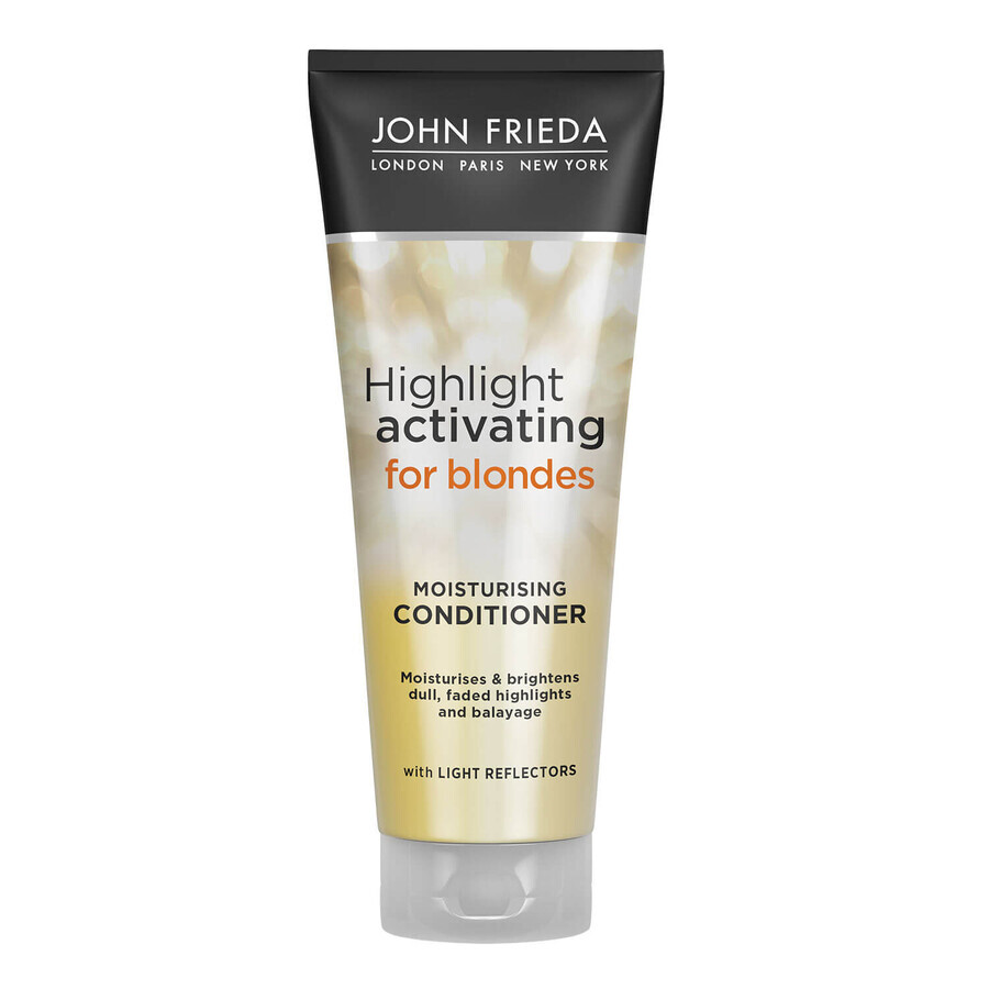 John Frieda Sheer Blonde, après-shampooing hydratant pour cheveux blonds, activateur de reflets, 250 ml