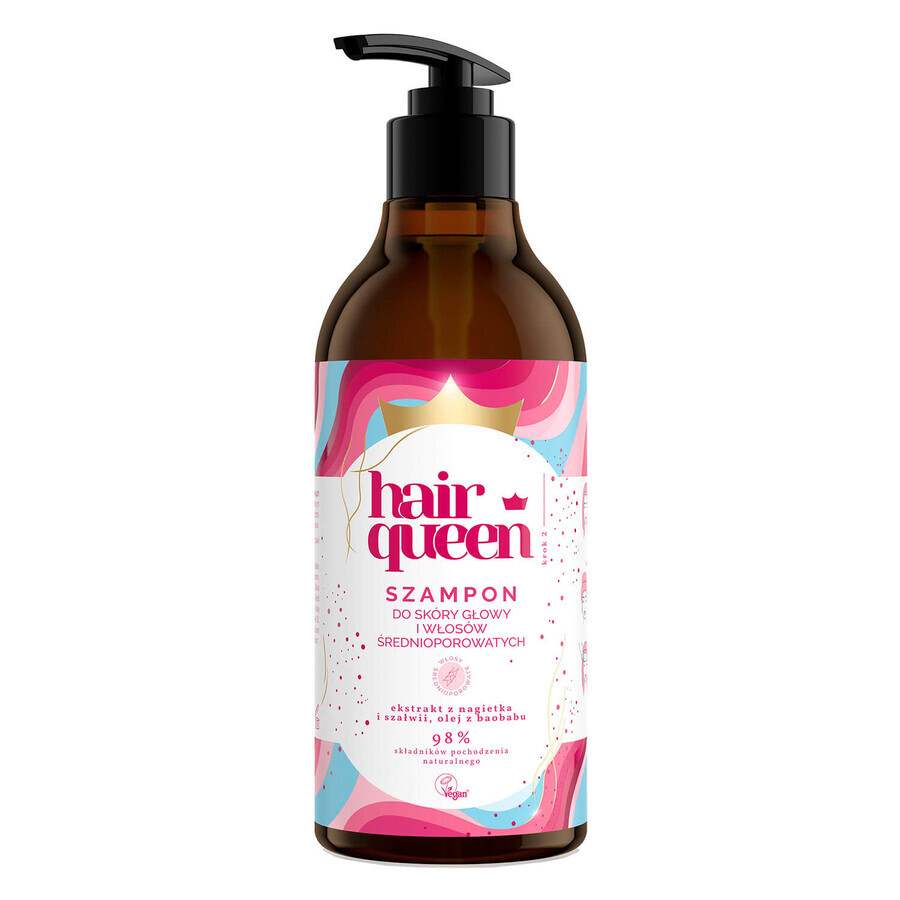 Hair Queen, shampoing pour cuir chevelu et cheveux à porosité moyenne, 400 ml