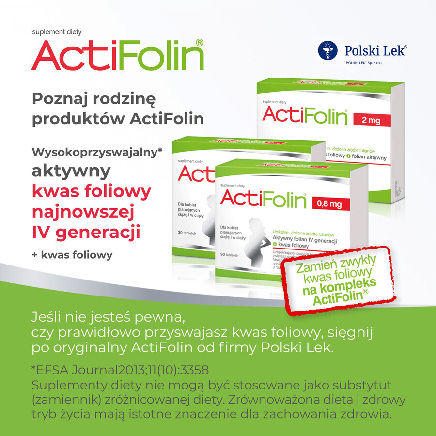 ActiFolin 0,8 mg, acid folic 800 µg, 90 comprimate