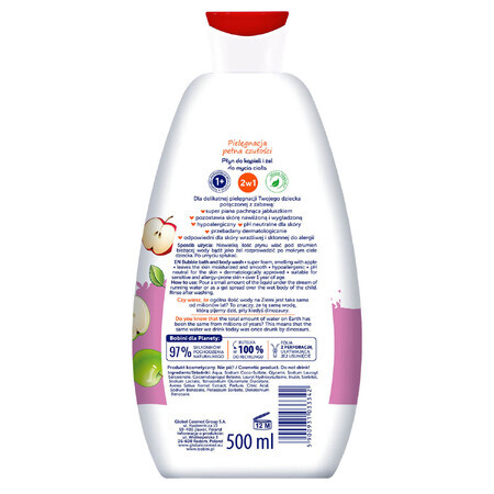 Bobini Fun, Badeflüssigkeit und Körperwaschgel, Apfel, 500 ml